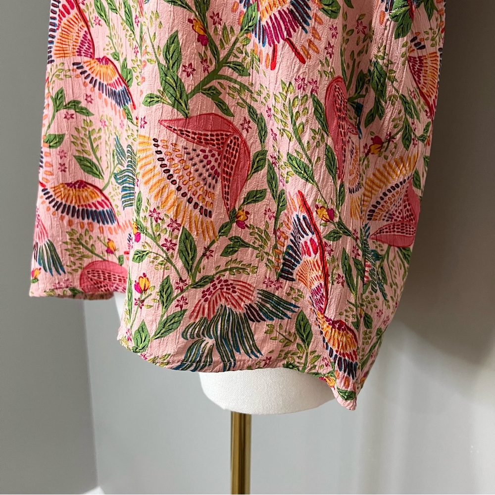 Cynthia Rowley Floral Ruffle Sleeve Top Size L - Picture 3 of 8